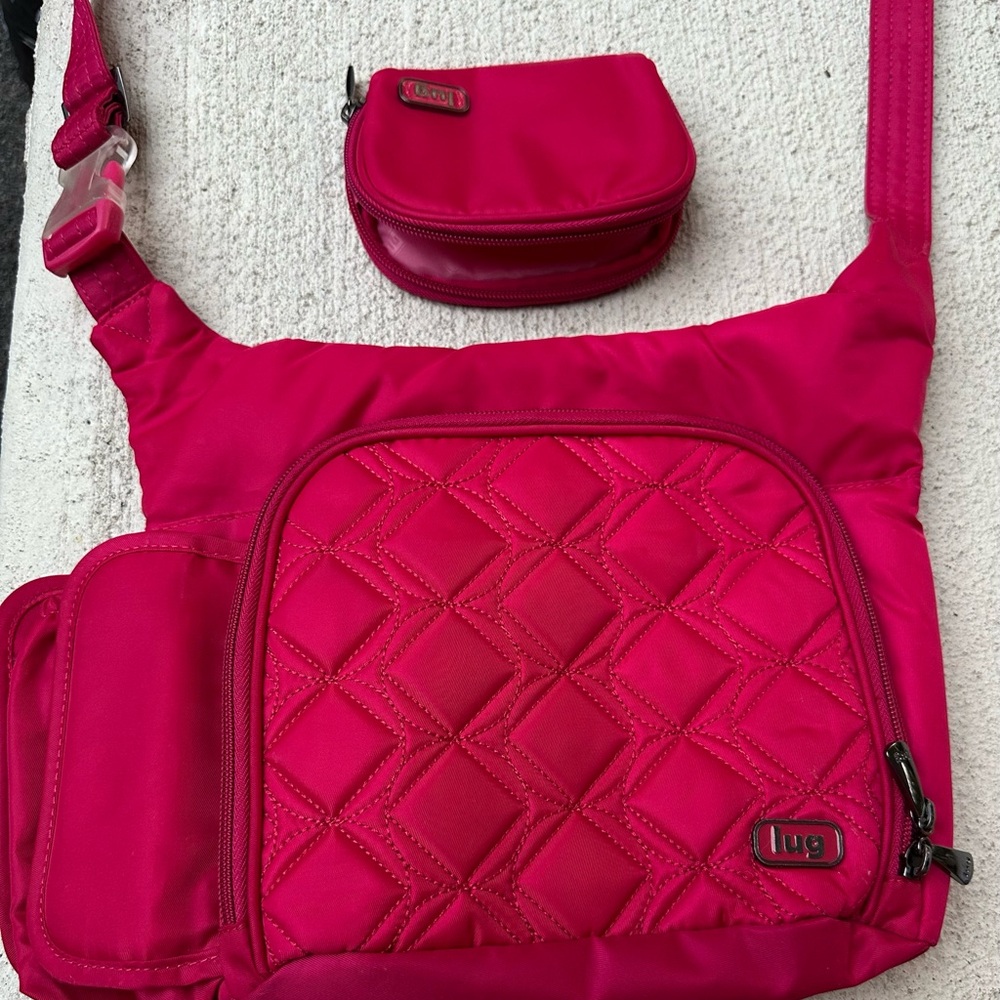 Lug Fuchsia Quilted Crossbody Bag Set